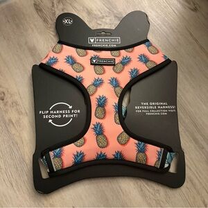 Frenchie Reversible Blue Dog Harness Pineapples XL NWT